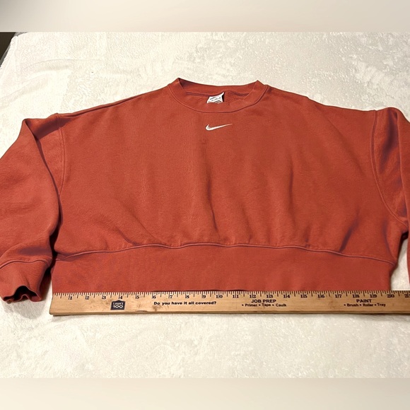 NIKE Sportswear Womens Oversized Crop Crewneck Sweatshirt, Size XS, Madder Root - Picture 7 of 15